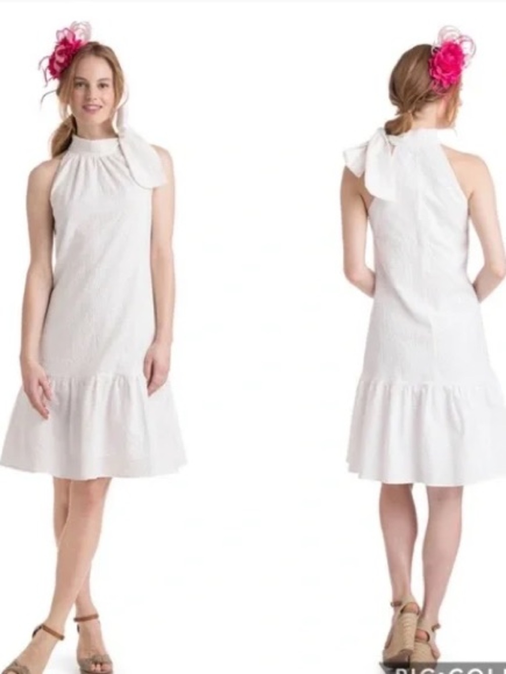 Vineyard Vines 144th Kentucky‎ Derby Seersucker Dress White Tiered Size Large